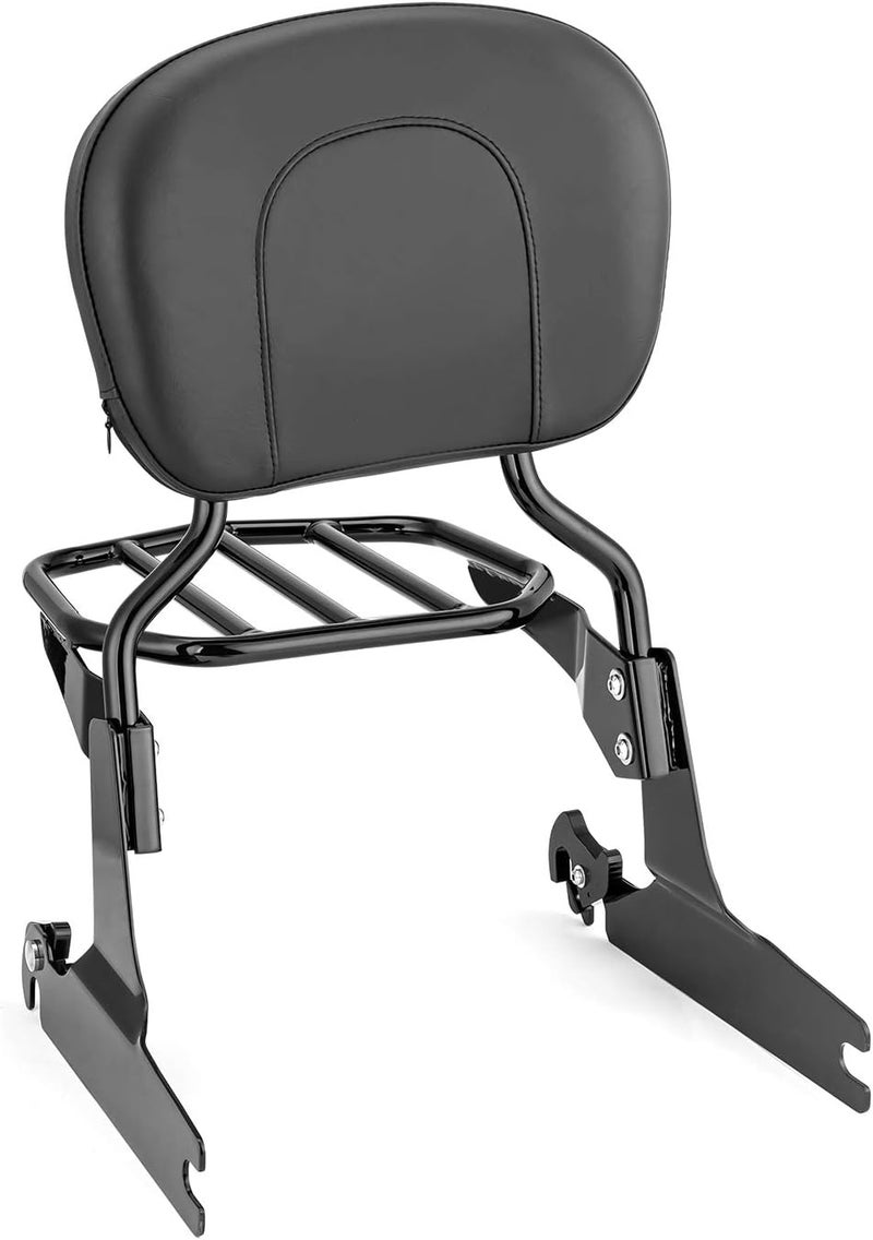 Wsays Passenger Backrest Sissy Bar and Luggage Rack Fit 200mm Fender (Large Pad) Compatible with Harley Softail Fat Boy Night Train Cross Bones Springer Custom 2006-UP Gloss Black - Image 1